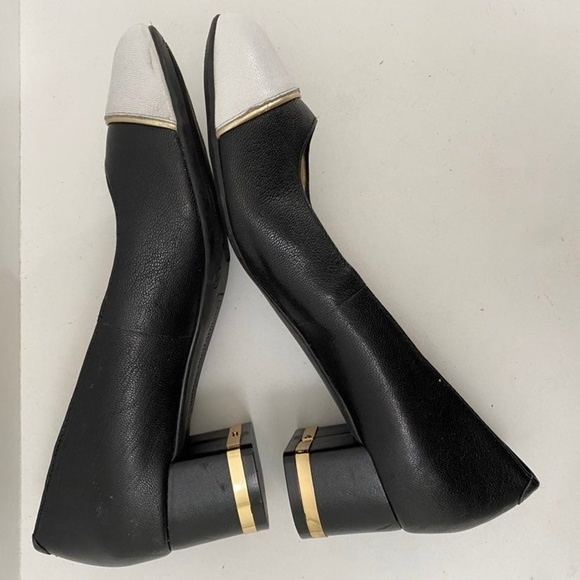 Isaac Mizrahi Live Women's 6M Imkake Black White Cap Toe Pumps Heels - Picture 5 of 7